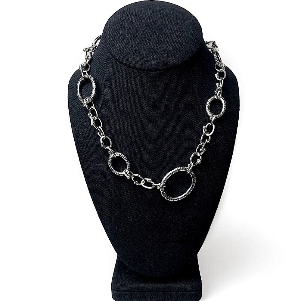 MICHAEL DAWKINS Sterling Silver Caviar Starry Night Link Toggle Necklace 18”